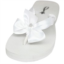 Marjorie with Silver Swarovski Crystal Ball - Bridal Flip Flops - Wedge Heel - 56 Colors