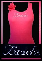 Bride Tank Top - Fuchsia with Rhinestones and Flower
