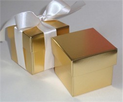 Gold Favor Boxes With Ribbon - Set of 10