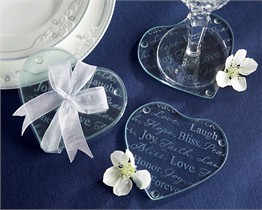Good Wishes Heart Glass Coasters - Set of 2