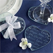 Good Wishes Heart Shaped Glass Coasters - Set of  2