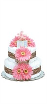 Hot Pink Daisies - Leopard - Small Baby Shower Diaper Cake