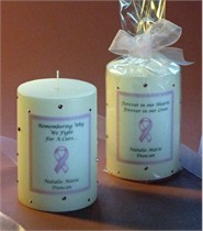 Pink Ribbon Swarovski Crystal Memorial Candle - 3 x 4
