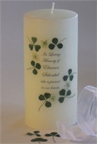 Irish Clover Memorial Candle - 2 Corner Design