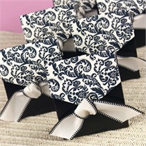 Ivory and Black Flourish Favor Boxes - Package of 25