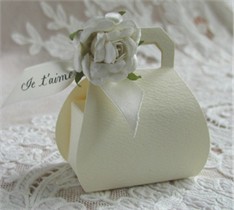 Textured Ivory Purse Favor Boxes - Set of 10