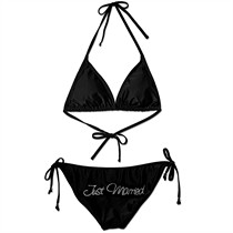 Black - Just Married Bikini with Ties on Both Hips Only $49.99