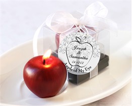APPLE OF MY EYE Mini - Candle Wedding Favors in Gift Box with Ribbon and Tag