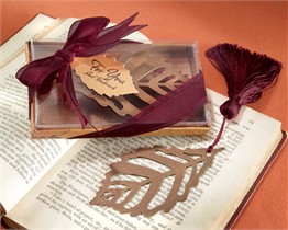 Turning Leaves Bookmark with Burgundy Silk Tassel 