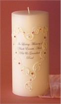 Pink Swarovski Crystal Lace Heart Memorial Candle