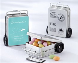 Miles of Memories Suitcase Favor Tins with Optional Personalized Labels - Set of 12 