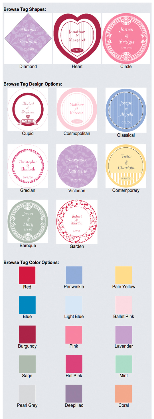 Personalized Favor Tags-Design and Colors