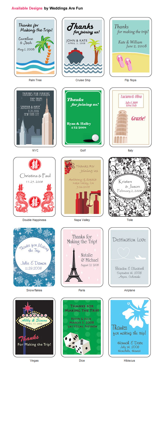 Suitcase Favor Tin Label Designs